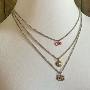 Y2K Hello Kitty Sanrio Bow Layered Necklace Scene Emo  Kawaii MySpace